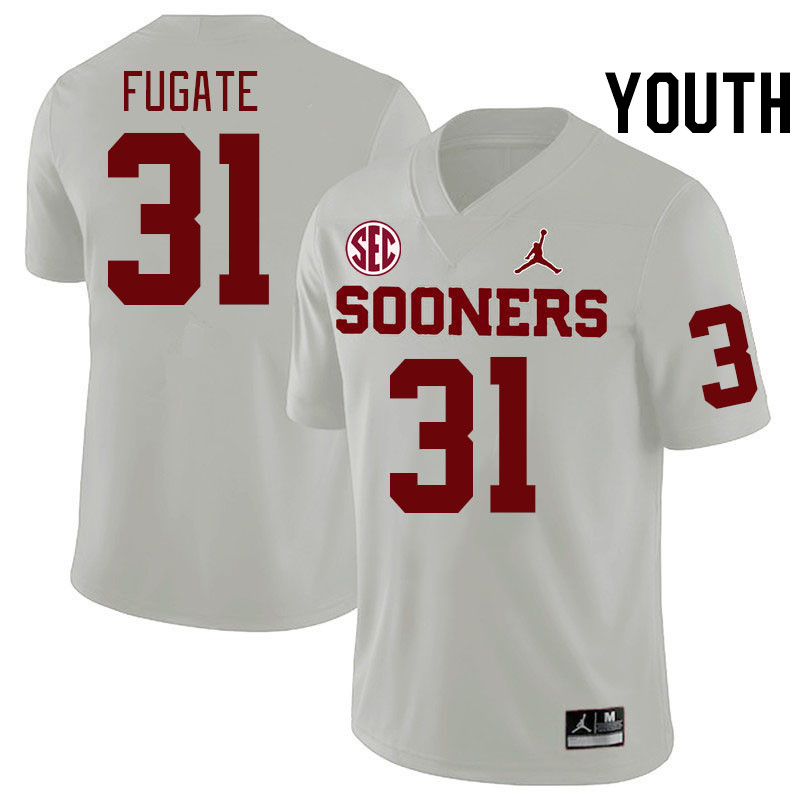 Youth #31 Cale Fugate Oklahoma Sooners 2024 SEC Conference College Football Jerseys-White